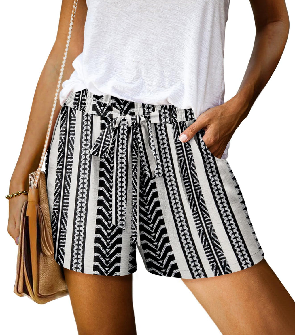 KISSMODA Womens Summer Shorts with Pockets Lightweight High Waisted Adjustable Tie Knot Casual Short