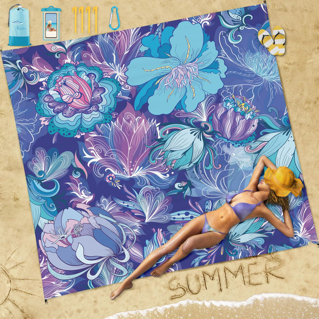 Famstar Beach Blanket Sandproof Waterproof 78×811-5Adults OversizedCompact Lightweight Durable Beach Mat for Travel Camping Hiking Picnic Blanket