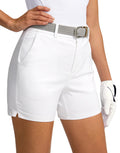 SANTINY Womens 5" Golf Shorts with Pockets Quick Dry Stretch Work Outdoor Hiking Shorts for Women Casual Summer (White_XL)