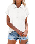 SySea Womens Summer Short Sleeve Shirts V Neck Button Down Work Blouse Casual Tops