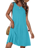 JOLIGAL Womens Summer Dresses Casual Sleeveless Tshirt Sundress Beach Cover Up with Pockets Loose Tank Dress(Light Blue 3XL)