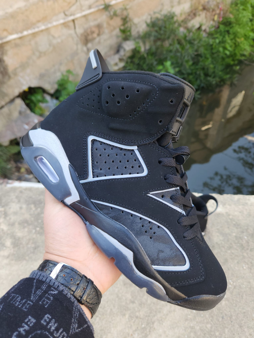 Black & Metallic Silver High-Top Sneakers