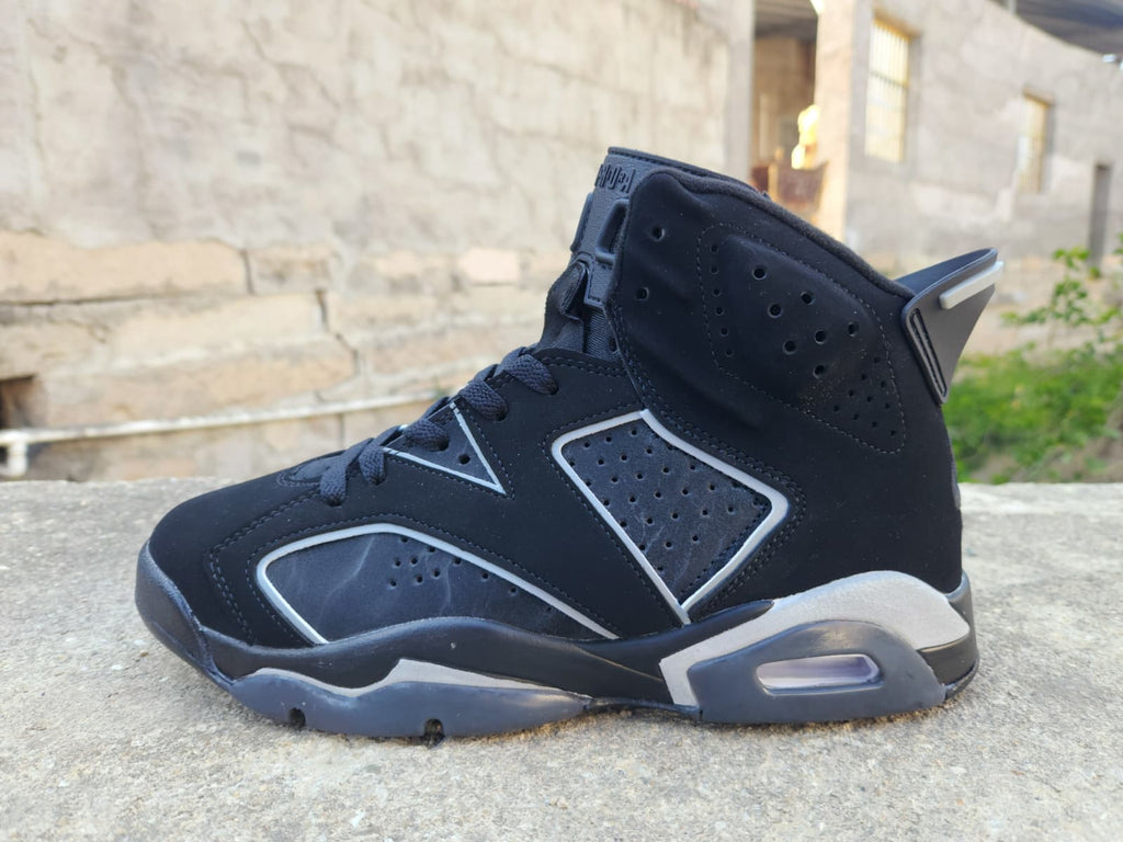 Black & Metallic Silver High-Top Sneakers