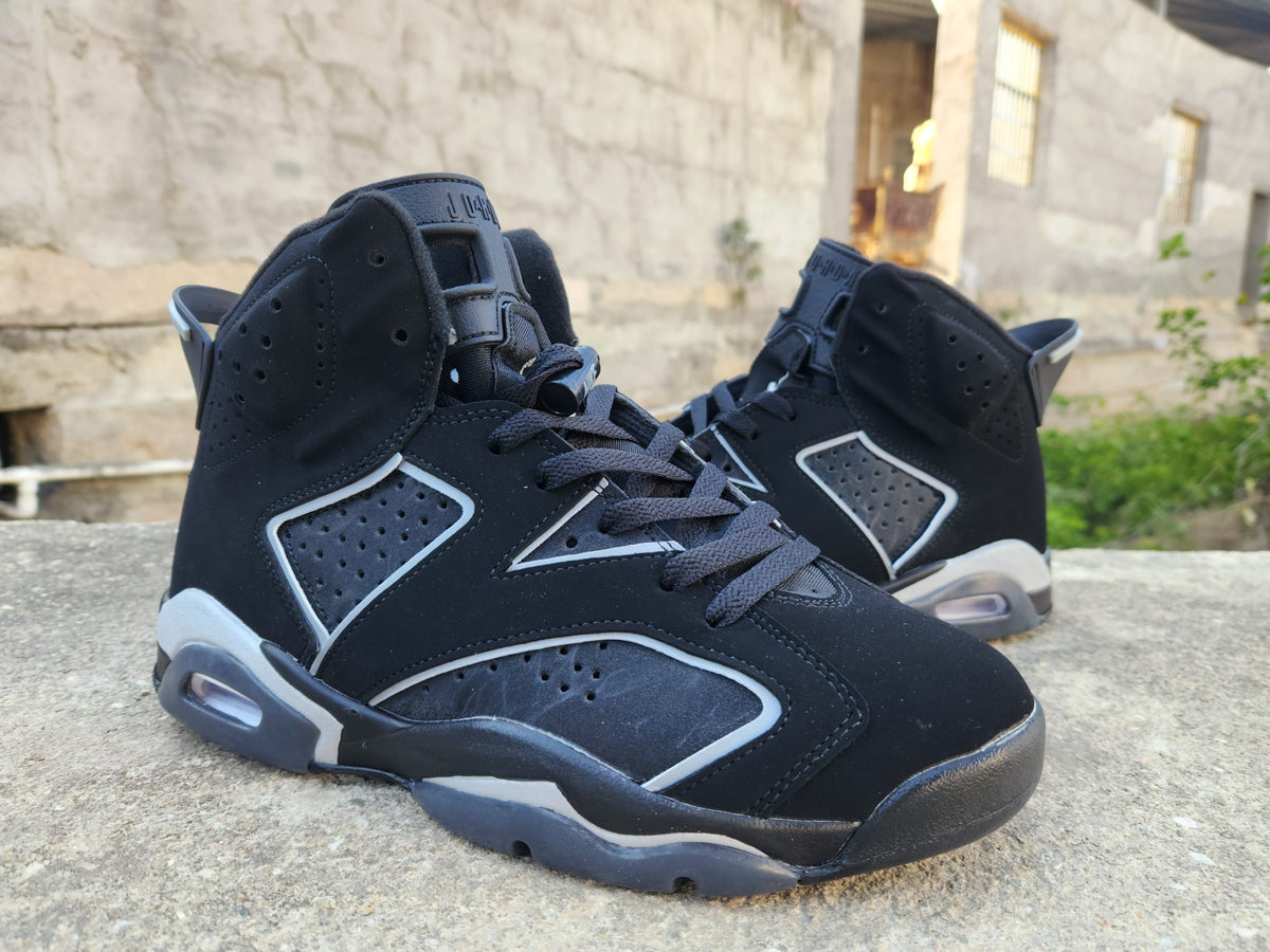 Black & Metallic Silver High-Top Sneakers